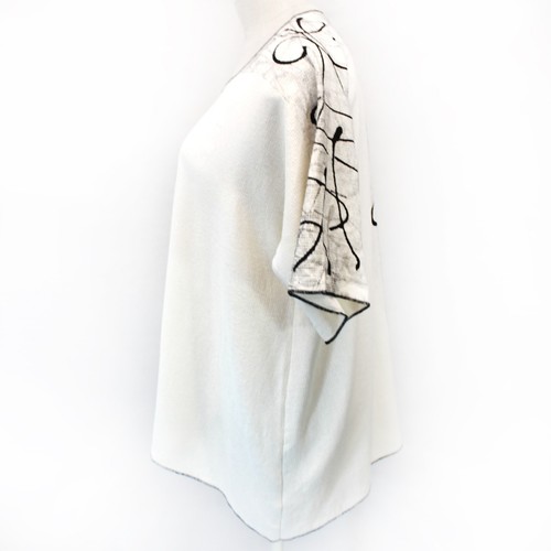 Monika Astara Lagenlook Raw Silk Hand painted Hieroglyphic blouse top O/S XL 1X - Picture 6 of 9