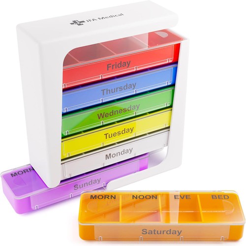 Organizador/recordatorio semanal apilable para suplementos de medicamentos, 7 días, 4 - Imagen 4 de 6