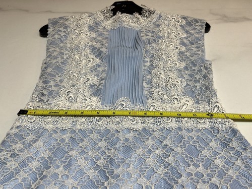 Sandro Lace Pattern Blue White Mini Dress Size 1 FR 4 US -Great Condition! - Picture 11 of 13