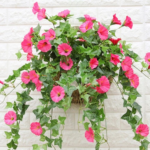 Artificial Vines Flowers Morning Glory Hanging Plants Fake Green Plant Home... - Picture 8 of 24