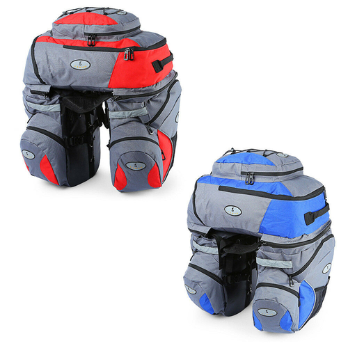 2 in 1 Bike Triple Pannier Set Muti-purpose Bicycle Backpack Rear Rack Bag Pack - Picture 2 of 12