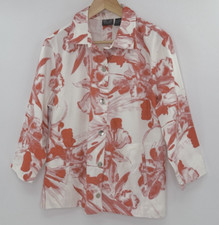 Additions by Chico's Cotton Blend Floral Button Up 3/4 Slv Jacket Sz 3 Preppy