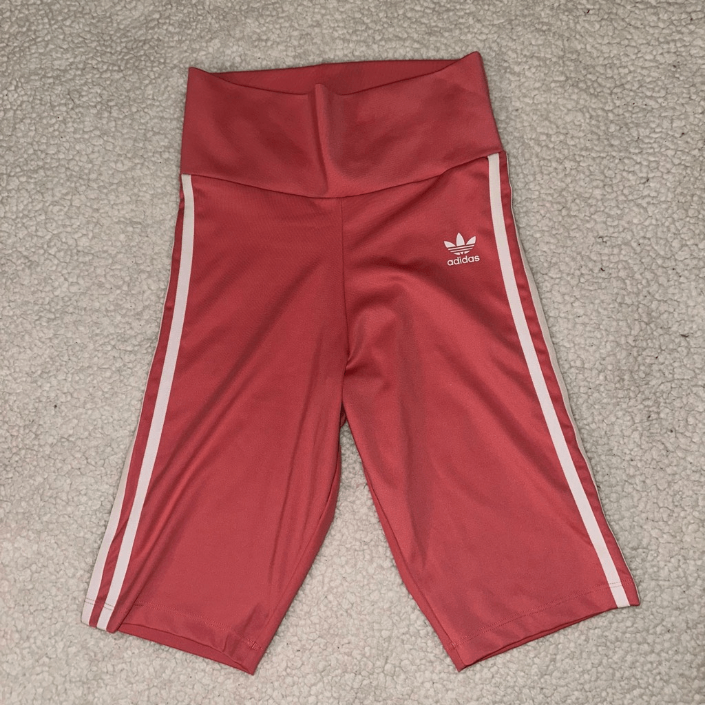Adidas Women's Pink White Knee Length Spandex Shorts UNKNOWN SIZE