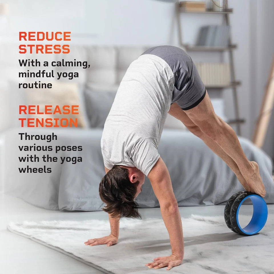 Juego de ruedas de yoga Lifepro Swirl para estiramiento de espalda, alivio de cuello y hombros - azul Foto 4 de 4