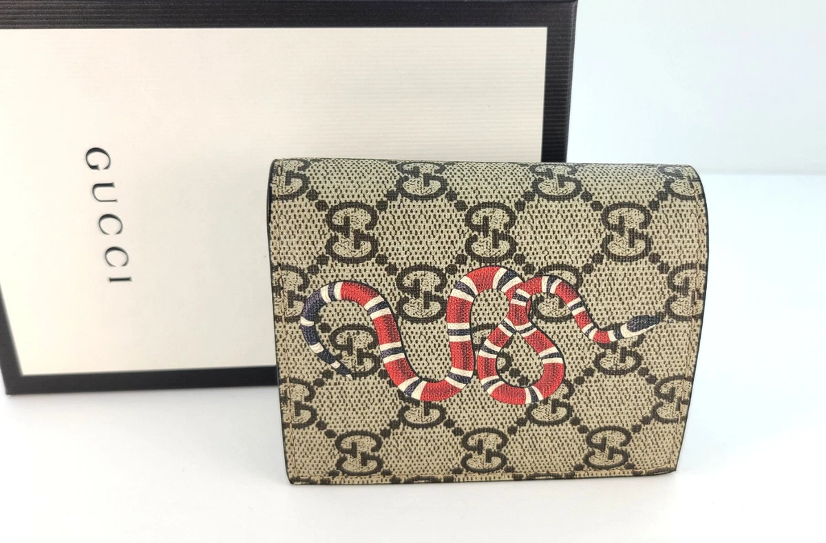 Gucci Kingsnake Wallet GG Supreme (8 Card Slots) Black in Canvas - US