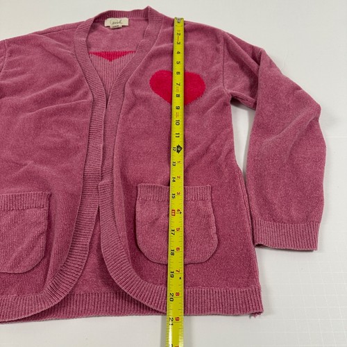 Peek Girl Cardigan Pink Heart Pockets size 10 Large - Picture 4 of 11