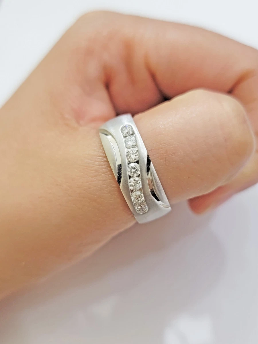 Real 14k White Diamond Ring Mens Band 1 2 Ct Round Cut Wedding Engagement Sizabl