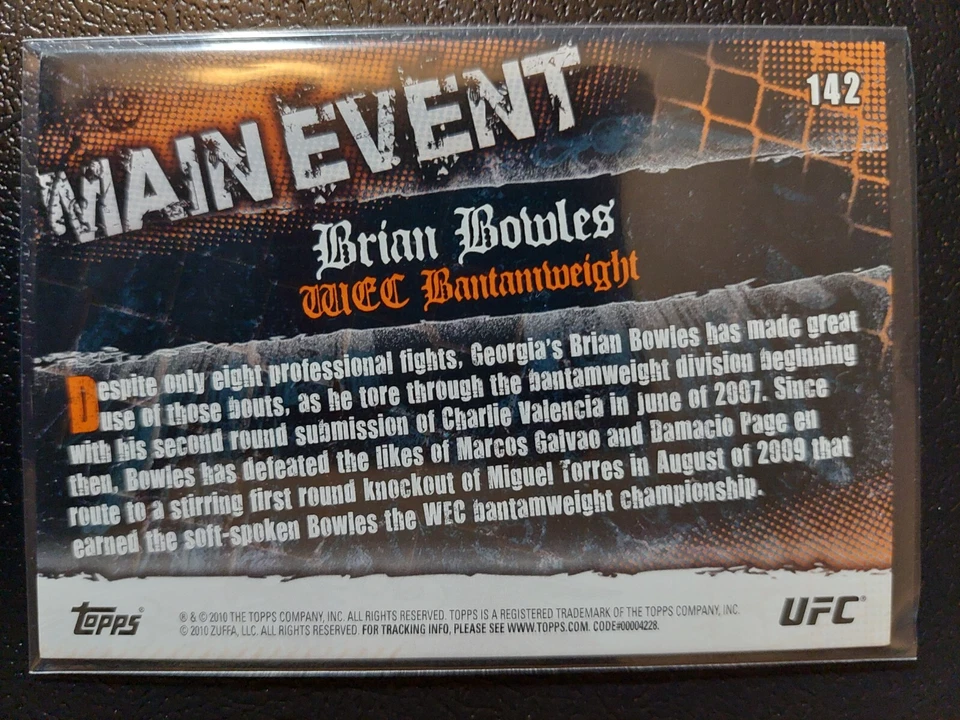 Brian Bowles #142 2010 UFC Main Event Thick Gold Parallel - Image 2 of 2