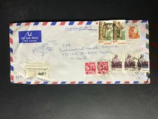 India Registered Cover to Finland City Cancel 1980s-1990s Cover #1249