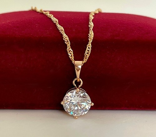 Luxus Damen Halskette Anhänger Kristall Zirkonia Collier 750 Gold 18K vergoldet - Bild 7 von 10