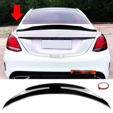 Gloss Black PSM Style Trunk Spoiler Wing For Mercedes W205 C200 C300 Sedan 15-21