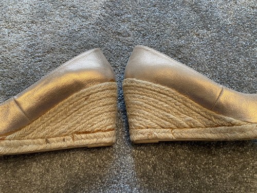 Como Nuevos Zapatos de Terciopelo Damas Mujer Tacón Oro Rosa Alpargatas Cuñas Verano 3 36 - Imagen 4 de 7