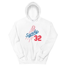 SANDY KOUFAX Dodgers Style Logo Fan Art Original White Unisex Hoodie