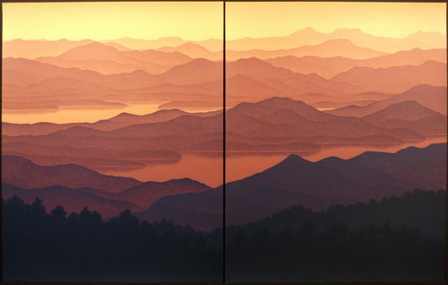 Scott Nellis "Sunset Valley I, II" Diptych of 2 Signed Numbered Art Serigraphs - Picture 1 of 9
