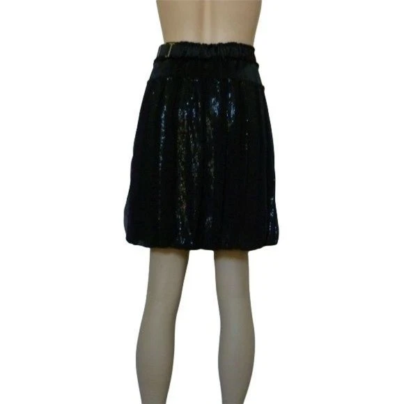 Poleci NWT Sequin Black Skirt Panel Solid Sequin Silk Short 2 - Image 2 of 3