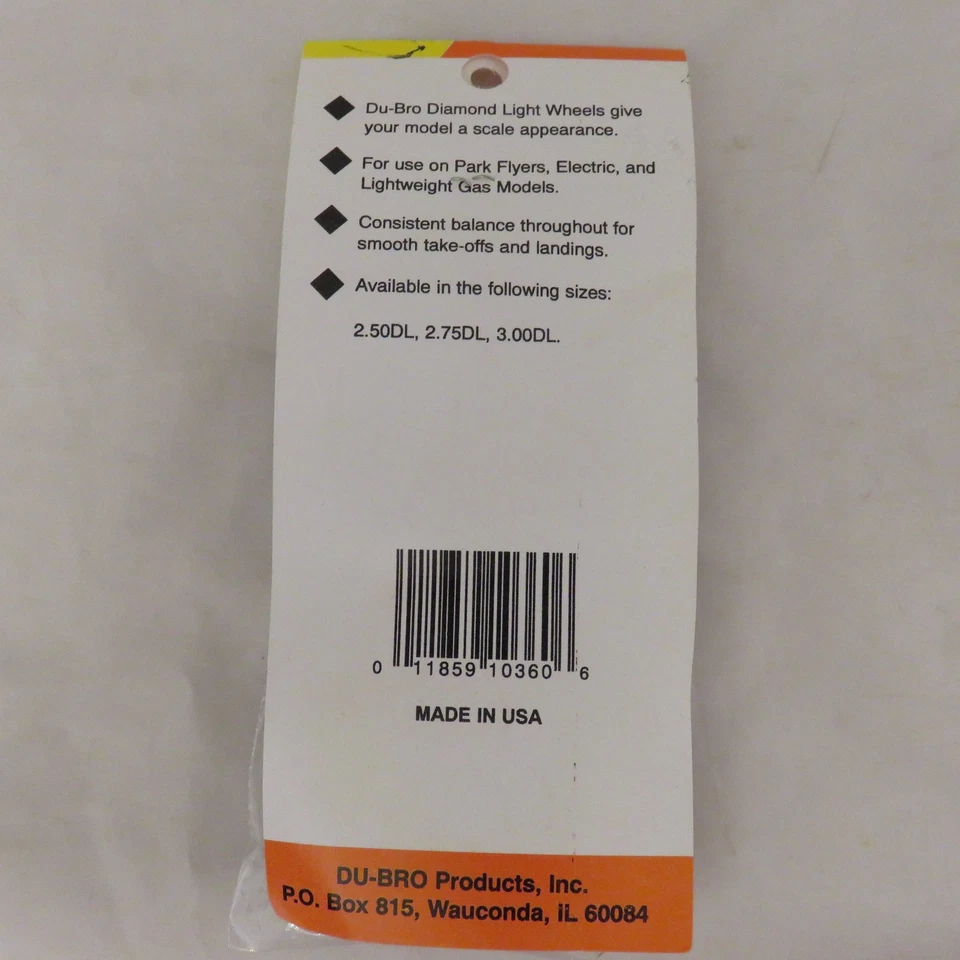 Du-bro 250DL 2.5 in Diamond Lite Airplane Wheels Tire NOS - Image 3 of 4