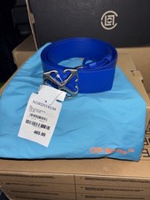 Blue Leather Off White Belt Arrow Buckle