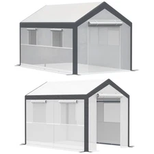 Outsunny Walk-in Garden Greenhouse Outdoor Hot House w/ Roll Up Door
