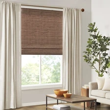 Eastfield 100% Bamboo Cordless Roman Shades-Woven Wooden Privacy Panel, Light...
