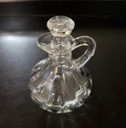 Vintage - 5" Anchor Hocking Clear Glass Vinegar Oil Cruet w/ Stopper