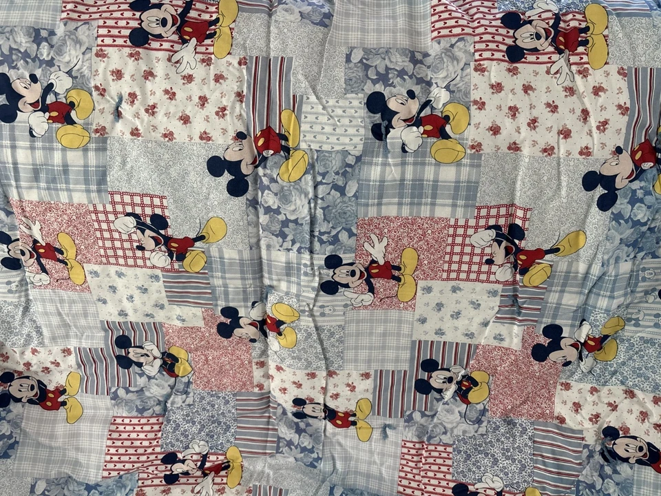 Manta bebé infantil vintage Disney Mickey Mouse ABC acolchada hecha a mano 70" x 40" Foto 2 de 4