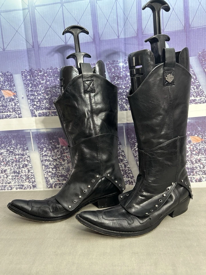 Vintage Harley Davidson Leather Cowboy Boots 81688 Women 7 Costume Biker Witch - Image 2 of 4