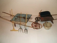 American  Tin Toy Wheel Barrels and Tools