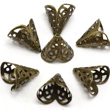 100 Bronze Filigree Flower Bead Caps 16mm Flower Tassel Bead End Caps for Crafts