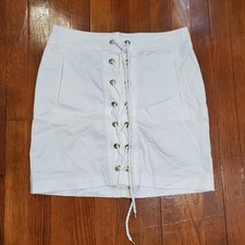 Lauren Ralph Lauren Skirt Womens 6 White Lace Up Nautical Cotton Stretch Pockets