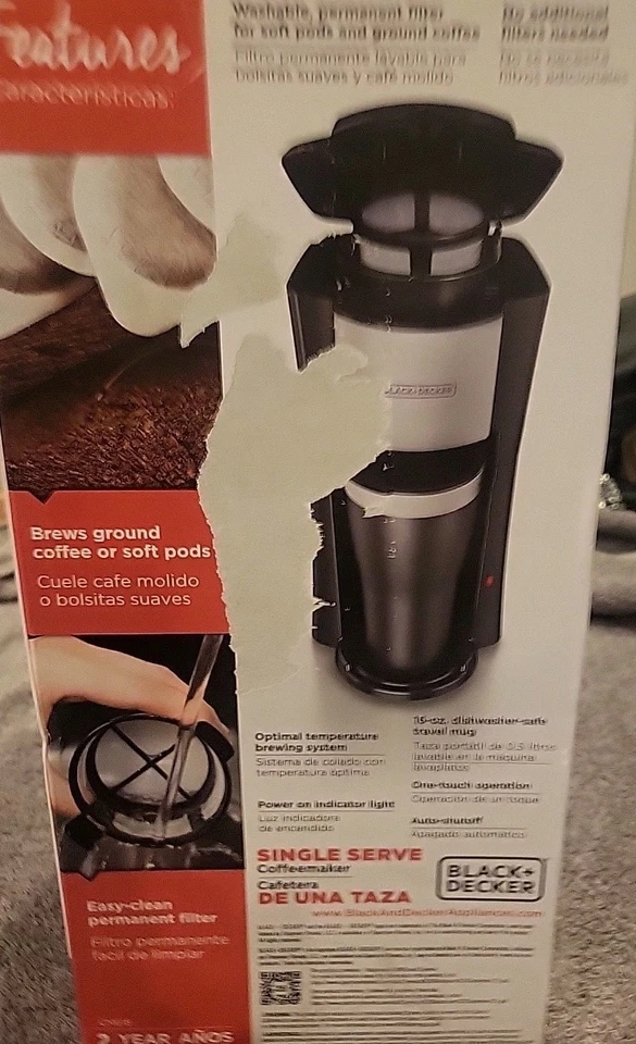 BLACK+DECKER CM618 Single Serve Soft Pods Or Ground Coffee Black New Free Ship.  - Image 4 of 4