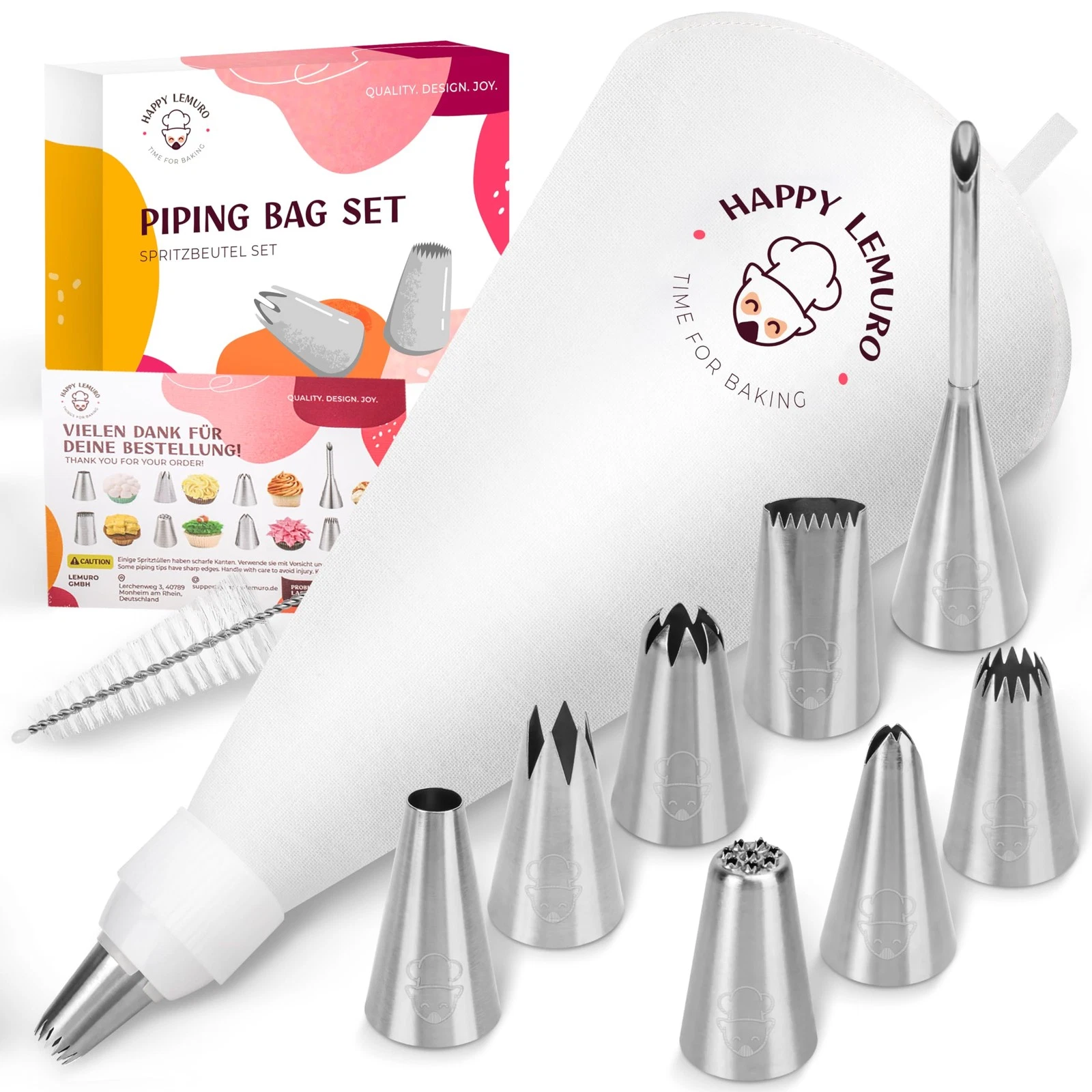 Premium Reusable Piping Bags and Tips Set - Cotton Pastry Bag 16" with 8 Larg...