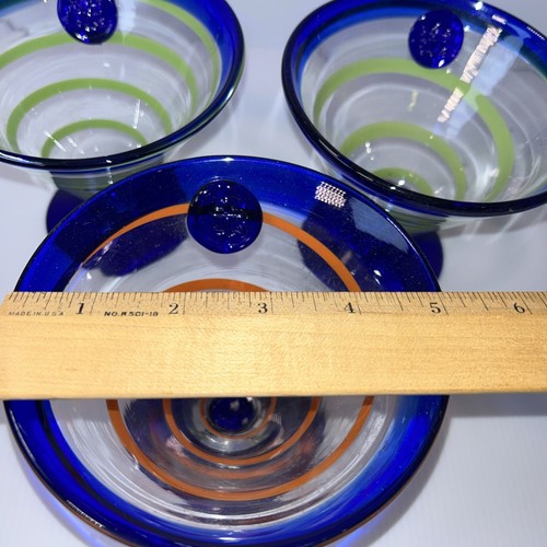 Kosta Boda Royal Caribbean Blue Martini Glasses With 2 Lime And 1 Orange Swirls - Picture 8 of 11