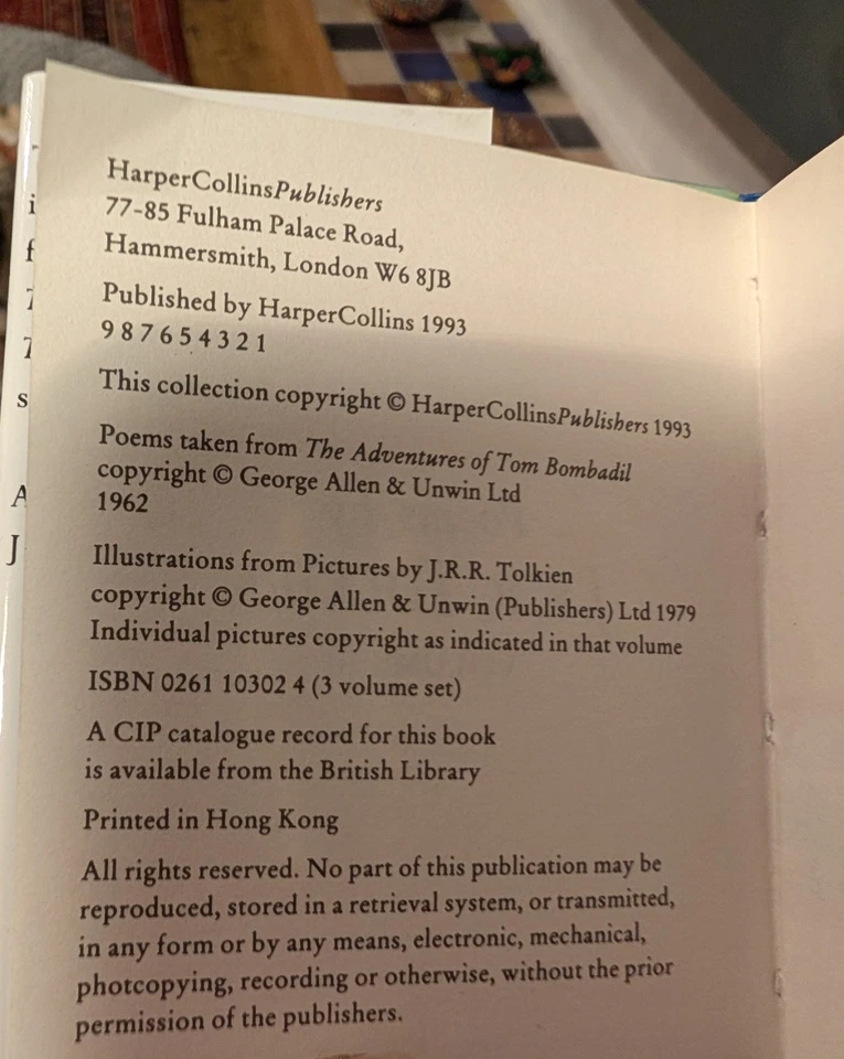 1993 First Edition - Poems By J R R Tolkien - Miniatures - 3 Volume Set - Image 4 of 4