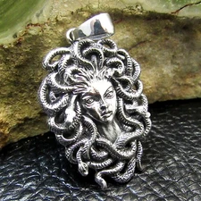 Solid 925 Sterling Silver Medusa Gorgon Head Pendant Greek Mythology Jewelry