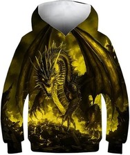 Gothic Dragon Fire Hoodie Fantasy Pullover Sweatshirt with Graphic Print