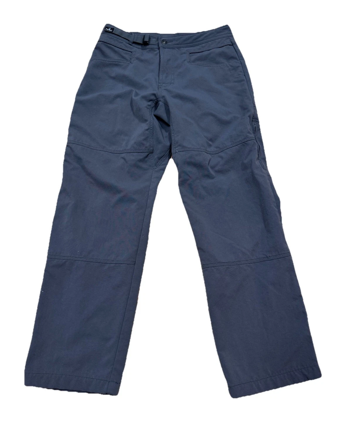 Prana Creek Pants Men's S Grey Double Knee Straight Stretch 5 Pocket Belted