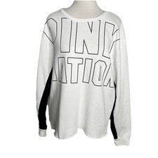 Victoria's Secret PINK Nation Campus Crew Sweatshirt White Black Size Medium