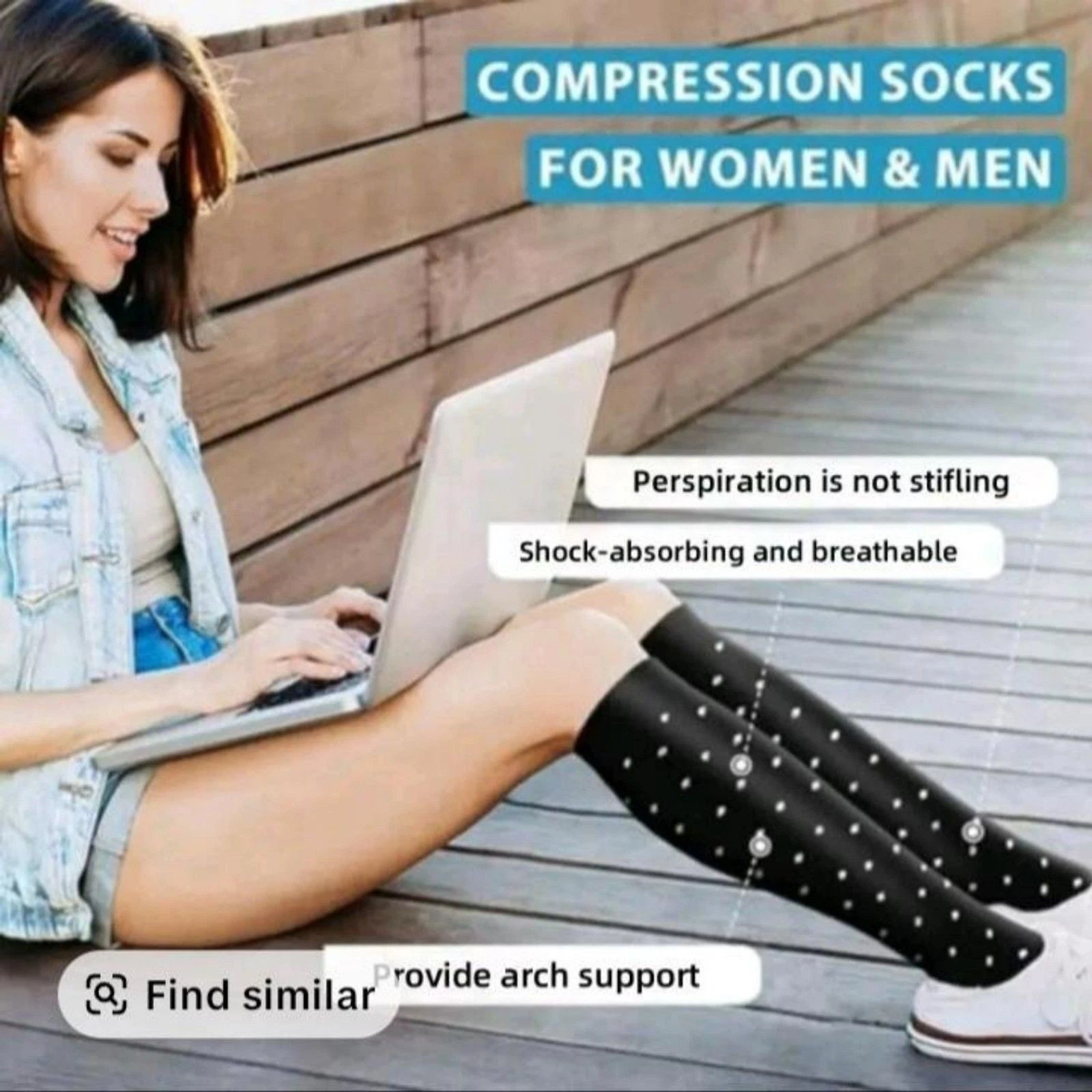 3 Pairs Compression Socks for Men Women, Knee High Size L/XL