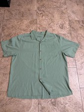 Tommy Bahama Original Fit Silk Blend Button Up Shirt Mens Size XL Green