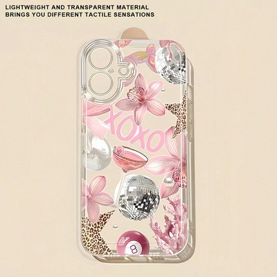Transparent Galaxy A13 5G Case With Pink Flowers Disco Ball Leopard Print 8 Ball