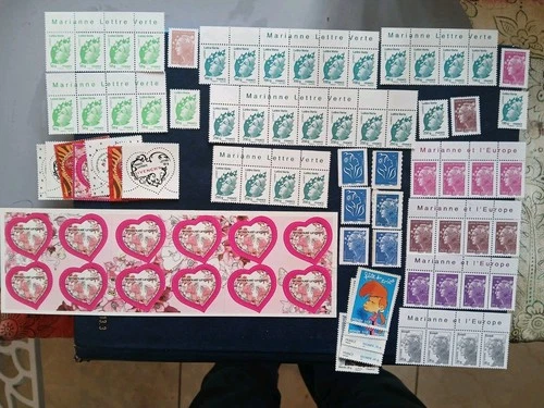 lot stamp green letter 20 50 100 250 gr Marianne Monde Europe