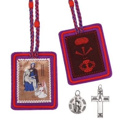 Escapularios Catolicos,Purple Scapular Catholic Marie Julie 3''L x 2''W, Purple 