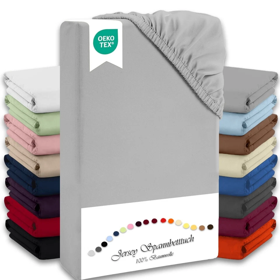 Bettlaken Betttuch Bettuch Spannbettlaken 100% Baumwolle 5 Größen 14 Farben - Bild 1 von 4