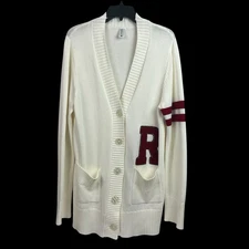Hip Hop 50s Shop Letterman Cardigan Boyfriend Sweater Retro Off White XL