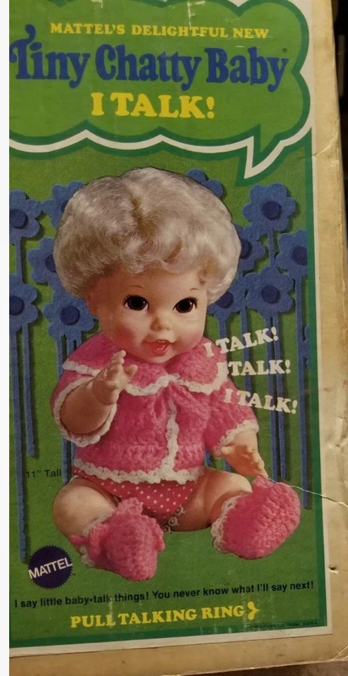 RARE VINTAGE Tiny Chatty Baby& Original Box WORKS-SHE TALKS. Hard to find - Image 3 of 4
