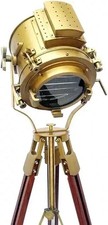 Nautical Spotlight Searchlight Floor Lighting Antique Brass On Wooden Tripod65 Nautical Spotlight Searchlight Floor Lighting Antique Brass On Wooden Tripod65