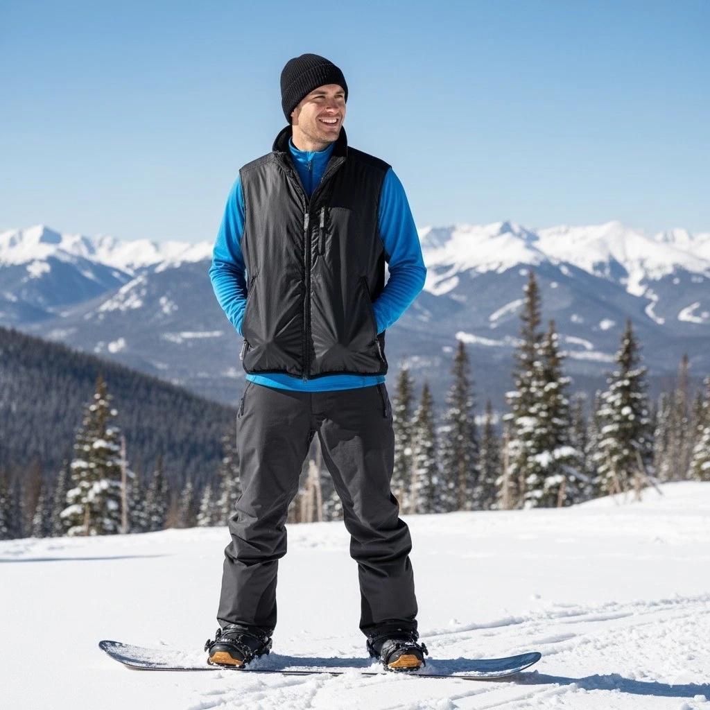 Burton Snowboard Heater Vest Men Medium Fleece Nylon Pockets Black Ski Outdoors