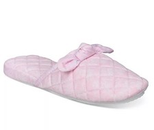 Charter Club Women's Pink Floral Bow Indoor/outdoor Slippers, Sz Med 7-8