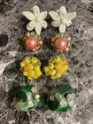 Vintage Beaded Crafting Clip On Earrings Parts Repair Jewelry BB-20