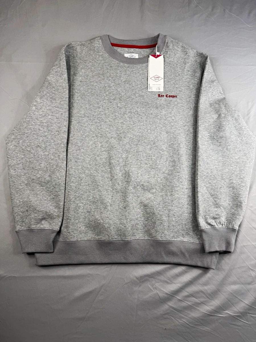 Lee Cooper Originals Gris Logo Estampado Pullover Cuello Redondo Polar Sudadera L